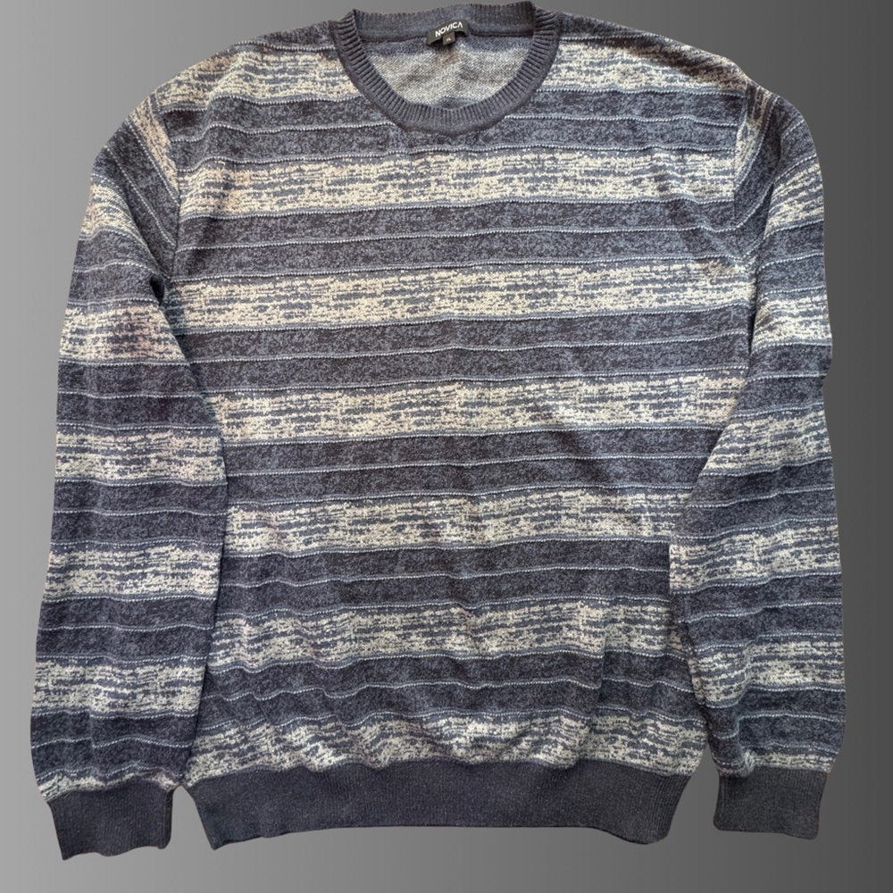 Novica Cobalt/ Grey Striped Sweater XL